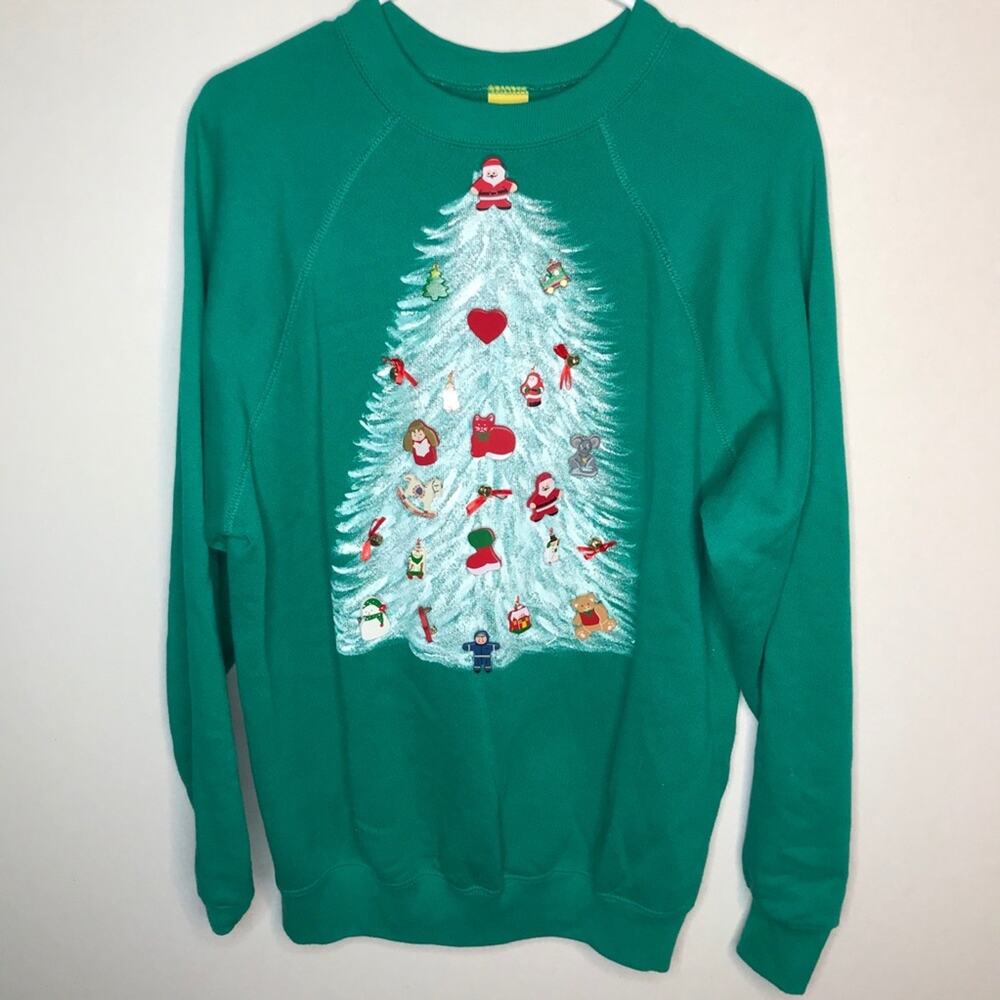 VTG‎ Hand-painted Ugly Christmas Sweatshirt Bobbles